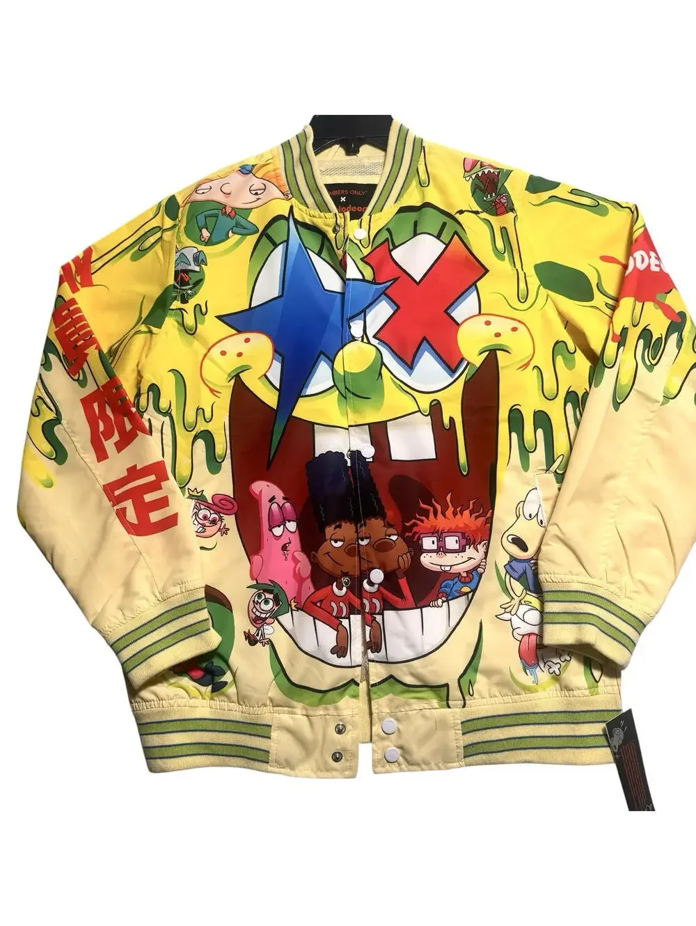 Members Only x Nickelodeon Jacket SpongeBob Rugrats Yellow Bomber Size Large - Picture 1 of 6